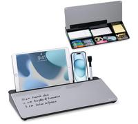 Varhomax Glass Desk Whiteboard with Storage, Desktop Dry Erase White Board to-do List Memo Keyboard Stand Desk Organizers for Home Office and School Supplies
