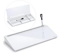 Varhomax Glass Desk Whiteboard with Storage, Desktop Dry Erase White Board to-do List Memo Keyboard Stand Desk Organizers for Home Office and School Supplies