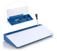 Varhomax Glass Desk Whiteboard with Storage, Desktop Organizer Dry Erase White Board to-do List Memo for Home Office and School Supplies (Blue)