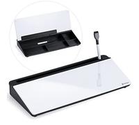 Varhomax Glass Desk Whiteboard with Storage, Desktop Organizer to-do List Memo Notepad Dry Erase White Board for Home Office and School Supplies (Black&White)
