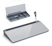 Varhomax Glass Desk Whiteboard with Storage, Desktop Organizer to-do List Memo Notepad Dry Erase White Board for Home Office and School Supplies (GrayBoard)