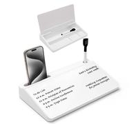 Varhomax Small Glass Desk Whiteboard, Dry Erase Desktop White Board with Storage Caddy to-do List Notepad for Office, School and Home Office Accessories Supplie