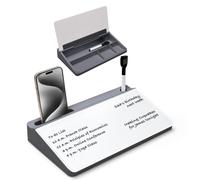 Varhomax Small Glass Desk Whiteboard, Dry Erase Desktop White Board with Storage Caddy to-do List Notepad for Office, School and Home Office Accessories Supplie