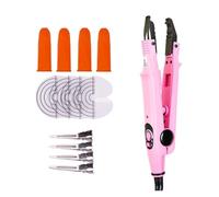 Variable Constant Heat Hair Extension Iron Keratin Bonding Tools Professional Fusion Connector Machine Kit Efficient Time Saving(Pink KIT)