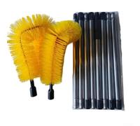 Variable Gutter Cleaning Brush 10.5ft Flexible Roof Debris Tool Having 8-Section Extension Rod Stainless Steel Wire Core Hard Nylon Bristles for Secure High Reach Cleaning (2-Pack)(B)