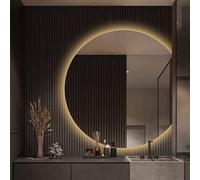 Variable Intensity Anti-Fog Moon Crescent Makeup Mirror - 100x90cm Frameless 3 Colors Perfect for Bathroom & Dressing Room Essential Beauty Tool for Flawless Makeup