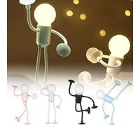 Variable Shape Fun Athlete Night Light, 2025 New DIY Vacuum Suction Cup Bendable Desk Lamp, Deformable Cute Light Bulb Man Mini Night Light for Bedroom Bathroom Kitchen, Christmas Decoration (Black)
