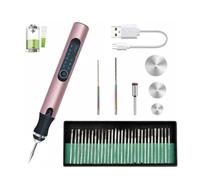 Variable Speed Cordless Electric Engraving Pen for Mini Drill Grinder, 3.6V 25W with Battery Display, 5000-25000RPM, Silver + Green