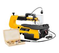 Variable Speed Scroll Saw 180W 50mm Cutting Height, 0-45° Tilting Table, Pin Blades + Flexi Shaft LED Light Foot Pedal, for Wood Plastic Metal DIY & Woodworking