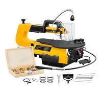 Variable Speed Scroll Saw with Large Adjustable Table, Dust Collection, LED Light, Foot Switch for Woodworking Cutting