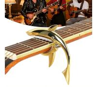 Variable Tone Pinch String Personalized Shark Tuner, Shark Guitar Capo Pretty Cool Capo for Electric Acoustic Classical Guitar Ukulele Zinc Alloy Spring(Gold)