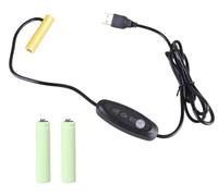 Variable voltage USB AAA battery substitute eliminator cable. 1.5V / 3V / 4.5V. Replaces 1xAAA, 2xAAA or 3xAAA batteries. USB to battery adapter.