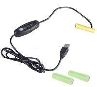 Variable voltage USB AAA battery substitute eliminator cable. 3V / 4.5V / 6V. Replaces 2xAAA, 3xAAA or 4xAAA batteries. USB to battery adapter.