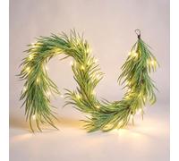 Variablek 2025 Christmas Artificial Cypress Leaf Vine Wreath, 5ft/6ft/8.8ft Christmas Artificial Cypress Leaf Vine Garland, Thick Artificial Cypress Garland for Home Decor (2.7m,with light)