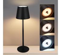 VARICART Cordless Table Lamp, 5000mAh Battery Operated Table Lamps IP54 Waterproof Desk Lamp with 3 Color Modes USB-C Rechargeable Night Light, Touch Control Lamp for Bedroom Indoor Outdoor(Black)
