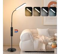 VARICART LED Floor Lamp, 18W 1800LM Super Bright Gooseneck Standing Lamp, 175cm Tall, Stepless Dimmable & Warm to Cool White, Magnetic Remote & Touch Control Reading Light for Living Room, Black