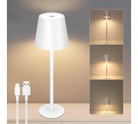 VARICART Rechargeable Table Lamp 1 Pack, 5000mAh Cordless Battery Operated Desk Lamps with 3 Color Modes USB Night Light, LED Touch Control Lamp IP54 Waterproof for Home Bedroom Indoor Outdoor(White)