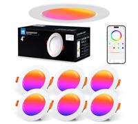 VARICART Smart LED Downlights for Ceiling Alexa, 10W Bluetooth RGB Colour Changing Spot Lights, Dimmable Recessed Ceiling Lights Warm White 2700K, APP Control for Living Room Bedroom Kitchen, 6 Pcs