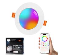 VARICART Smart LED Downlights for Ceiling Alexa, 7W Bluetooth RGB Colour Changing Spot Lights 2700K-6000K, Dimmable Recessed Ceiling Lights, APP Control for Living Room Bedroom Kitchen, 1 Pcs