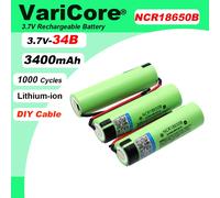 VariCore New Original NCR18650B 3.7V 3400mAh 18650 Li-ion Rechargeable Battery Welding Silica gel Cable DIY batteries 10PCS battery
