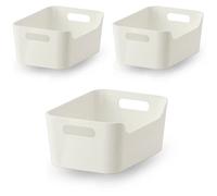 VARIERA Box Plastic Storage Baskets with Handle - Kitchen Storage Organizer - Strong Plastic Rectangle Box, White, 24x17 CM (3 Pack)