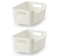 VARIERA Plastic Storage Baskets Home & Kitchen Organizer Strong Box, White, 24x17 CM (2)