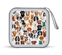 Varies Dogs CD Case 40 Capacity Plastic DVD Storage Box Sleeves Zippered Wallet