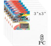 Variety 3 X 3 Inch Cotton Canvas Board for Painting, 7OZ Primed, Pack of 6 Piece
