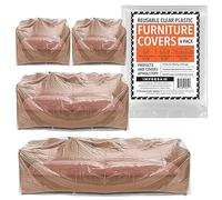 [Variety 4 Pack] Plastic Furniture Covers for Moving & Storage - Plastic Couch Covers for Sofa, Loveseat & 2 Armchairs - 2 Mil Couch Cover for Moving - Plastic Cover for Couch - Sofa Cover for Moving