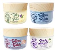 Variety 4 Pack, Sample Our Products 1 oz (30g) each sample, Methylene Blue Whipped Tallow, GHK-Cu Copper and Methylene Blue Infused Tallow, Baby Tallow Balm, Simply Whipped Tallow Balm