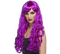 Smiffys Desire Curly Wig with Fringe - Purple, Long