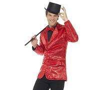 Sequin Jacket Mens Fancy Dress Jazz Celebrity Showtime Silver Adults Costume New