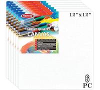 VARIETY CANVAS 12 X 12 Inch Canvas Board for Painting, 7OZ Primed, Pack of 6 Piece