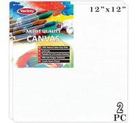 VARIETY CANVAS 12 X 12 Inch Cotton Canvas Board for Painting, 7OZ Primed, Pack of 2 Piece - White