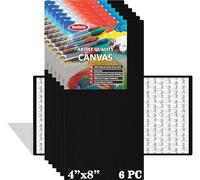 VARIETY CANVAS 4 X 8 Inch Cotton Canvas Board for Painting, 7OZ Primed, Pack of 6 Piece - Black