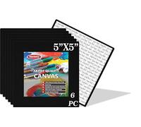 VARIETY CANVAS 5 X 5 Inch Cotton Canvas Board for Painting, 7OZ Primed, Pack of 6 Piece - Black