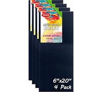 VARIETY CANVAS 6 X 20 Inch Cotton Canvas Board for Painting, 7OZ Primed, Pack of 4 Piece - Black