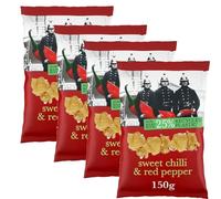 Variety Crisps Bag 150g - Lightly Sea Salted, Sea Salt & Cider Vinegar, Sweet Chilli & Red Pepper - Sharing Pack of Flavoured Crisps - Trl (4 x Bag, Sweet Chilli & Red Pepper Sharing Crisps)