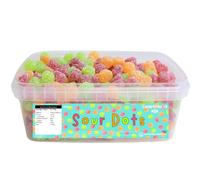 Variety Flavour Sweet Tub 600g - Assorted Fruit Flavour Jelly, Gummy & Fizzy Sweets in a Reusable Tuub - Cdyc (Sour Dots Tub)