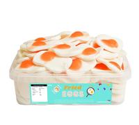 Variety Flavour Sweet Tub 600g - Assorted Fruit Flavour Jelly, Gummy & Fizzy Sweets in a Reusable Tuub - Cdyc (Fried Eggs Tub)