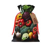 Variety Fresh Vegetables Fruits 1 Print Drawstring Gift Bags Packaging Party Candy Goodie Bag Xmas Presents Decor Holiday Giving