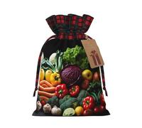 Variety Fresh Vegetables Fruits 1 Print Pouch Goody Christmas Drawstring Gift Bags Xmas Treats Bag Holiday Candy Wrapping Bags