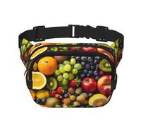 Variety Fresh Vegetables Fruits 2 Square Double-Layer Waist Bag Mini Adjustable Waist Belt Bag Exercise Running Travel Hiking, Black, One Size