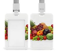 Variety Fresh Vegetables Fruits Badge Holder with Lanyard, Vertical ABS Plastic ID Card Holder Fashion Name Badge Holders Office ID Card Protector for Teacher Nurse Employee Security Staff