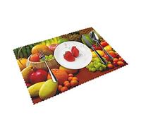 Variety Fresh Vegetables Fruits High-Grade Non-Slip Placemats for Dining Table Set of 4,Heat-Resistant Table Mat Senior Durable 12x18in