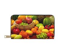 Variety Fresh Vegetables Fruits Long Faux Leather Clutch Chic Stylish Women'S Wallets For Modern Women Large Capacity Card Holder And Organizer Pockets Durable Purse Handbag For Everyday Travel