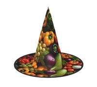 Variety Fresh Vegetables Fruits Print Halloween Hat, Lightweight For Halloween Party/Carnival, One Size Fits Most