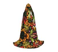 Variety Fresh Vegetables Fruits Print Hooded Cloak Cape Halloween Witch Costume For Men And Women Cosplay Costumes