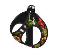 Variety Fresh Vegetables Fruits Print Reflective Pet Leash Vest For Small Dogs & Cats, Adjustable Outdoor Walking Hiking Vest