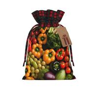 Variety Fresh Vegetables Fruits Print Reusable Gift Decor Bags Festive Drawstring Pouches Anniversaries Wedding Favors